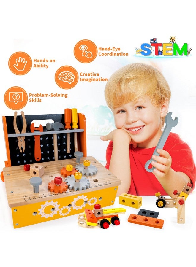 KIDWILL Wooden Tool Bench For Kids, 54-Piece Kids Tool Set With 2-In-1 Workbench & Take-Along Tool Kit, Stem Educational Toy Tools For Kids Ages 3 4 5 6 7 8 Years Old, Boy Toys - Image 5