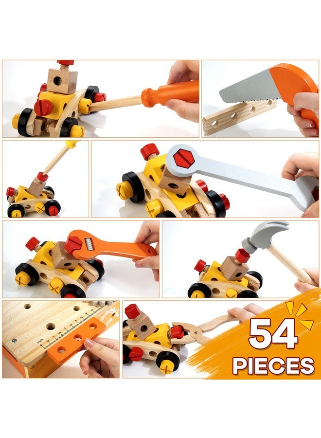 KIDWILL Wooden Tool Bench For Kids, 54-Piece Kids Tool Set With 2-In-1 Workbench & Take-Along Tool Kit, Stem Educational Toy Tools For Kids Ages 3 4 5 6 7 8 Years Old, Boy Toys - Image 2