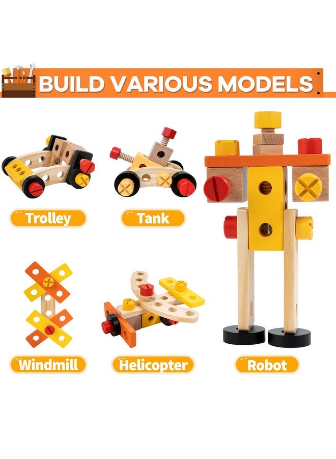 KIDWILL Wooden Tool Bench For Kids, 54-Piece Kids Tool Set With 2-In-1 Workbench & Take-Along Tool Kit, Stem Educational Toy Tools For Kids Ages 3 4 5 6 7 8 Years Old, Boy Toys - Image 3