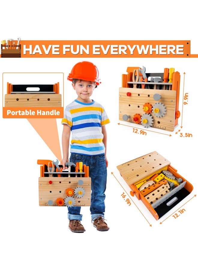 KIDWILL Wooden Tool Bench For Kids, 54-Piece Kids Tool Set With 2-In-1 Workbench & Take-Along Tool Kit, Stem Educational Toy Tools For Kids Ages 3 4 5 6 7 8 Years Old, Boy Toys - Image 4