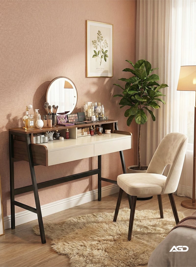 AGD Simple and Modern Bedroom Dressing Table with Mirror and Lighting, Stable Metal Legs, Makeup Table 100*40*126cm - Image 3