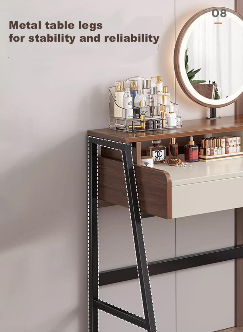 AGD Simple and Modern Bedroom Dressing Table with Mirror and Lighting, Stable Metal Legs, Makeup Table 100*40*126cm - Image 5
