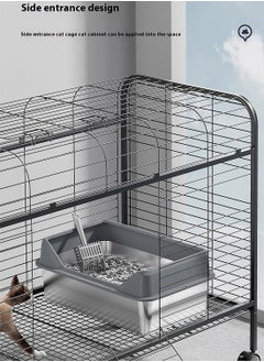 Kidle Stainless Steel Cat Litter Box Metal Litter Pan Tray with High Wall Semi-Closed Side Door Pet Litter Box  - Image 4