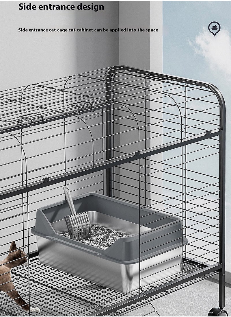 Kidle - Stainless Steel Cat Litter Box Metal Litter Pan Tray with High Wall Semi-Closed Side Door Pet Litter Box - Image 1