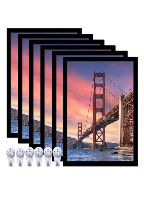 ijuerybai 6 Sets 8x12 Picture Frame  Frames for 8 x 12 Canvas Collage Photo Poster Certificate Wall Gallery  High Transparent Horizontal Vertical Black 8 by 12 Inches