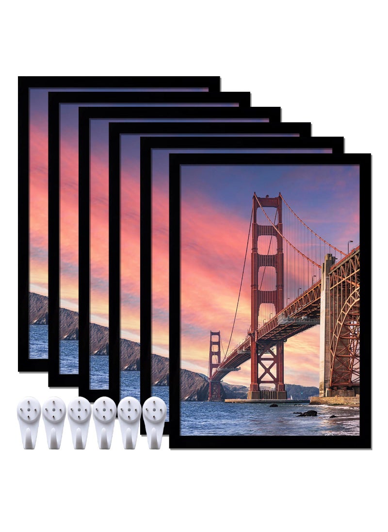 ijuerybai 6 Sets 8x12 Picture Frame  Frames for 8 x 12 Canvas Collage Photo Poster Certificate Wall Gallery  High Transparent Horizontal Vertical Black 8 by 12 Inches