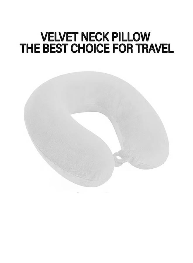 Kunzita Home Soft Velvet Neck Pillow   - 30x25x10 cm - White - Image 1