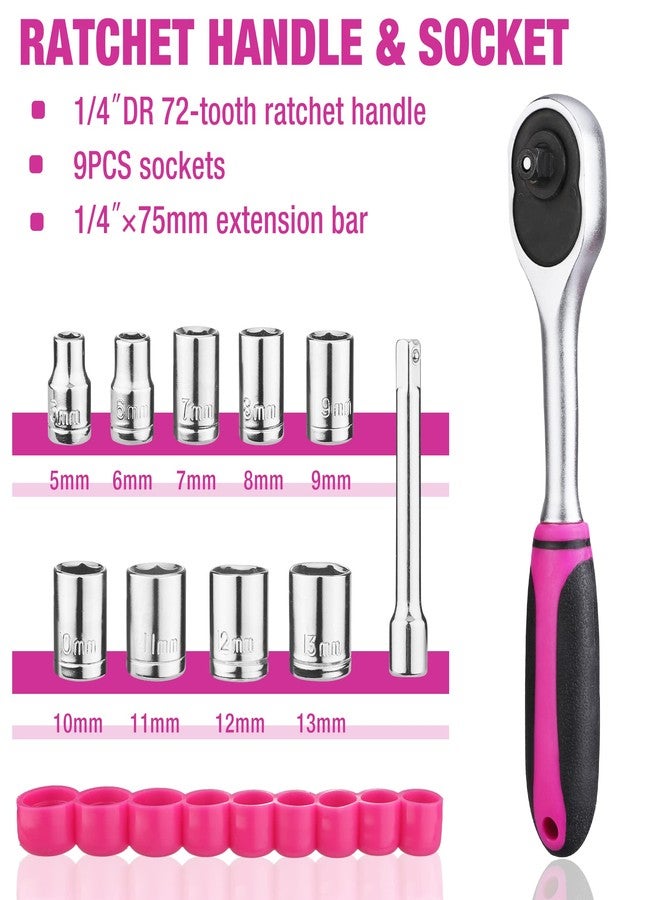 ValueMax Pink Tool Kit, 218-Pieces Home Repairing Tool Set, Household Tool Kit with Wide Mouth Open Storage Bag, Household Hand Tool Set for DIY, Gifts and Basic Home Maintenance - Image 5