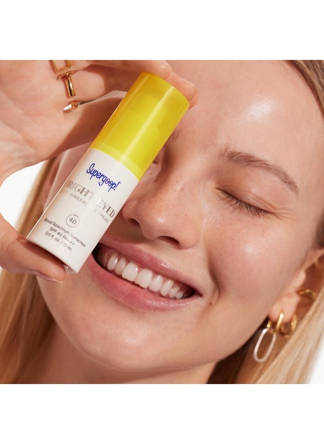 Supergoop! - Bright-Eyed 100% Mineral Eye Cream, 0.5 Fl Oz - Spf 40 Pa+++ Hydrating & Illuminating Mineral Sunscreen - Under Eye Cream For Dark Circles & Puffiness - Revives Tired Eyes - Image 1
