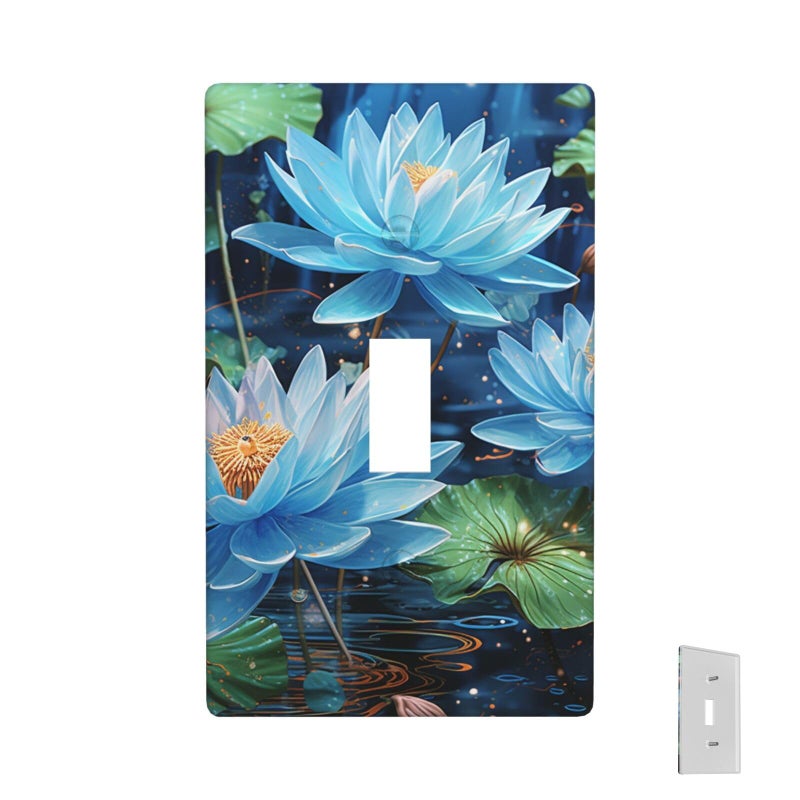 Blue Dragonfly Lotus Light Switch Cover Single Toggle 1 Gang Wall Plate Kitchen Bedroom Decor - Image 2