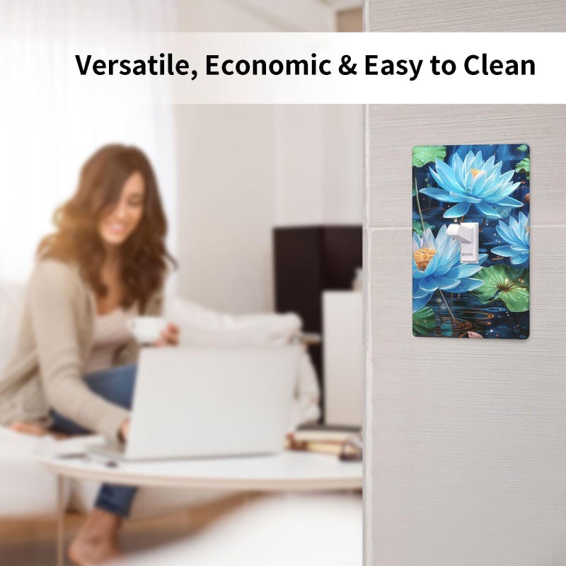 Blue Dragonfly Lotus Light Switch Cover Single Toggle 1 Gang Wall Plate Kitchen Bedroom Decor - Image 5