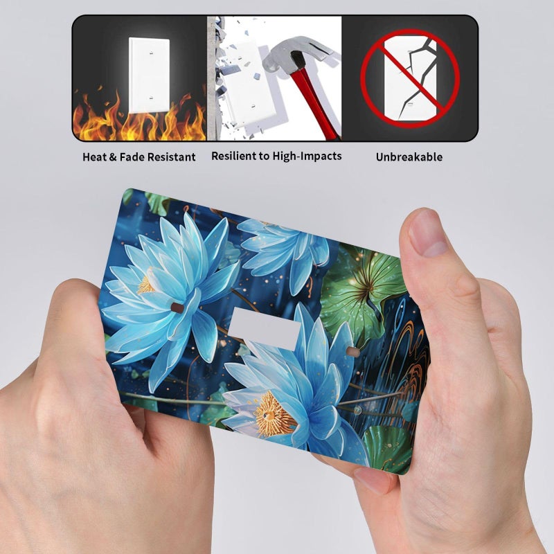 Blue Dragonfly Lotus Light Switch Cover Single Toggle 1 Gang Wall Plate Kitchen Bedroom Decor - Image 4
