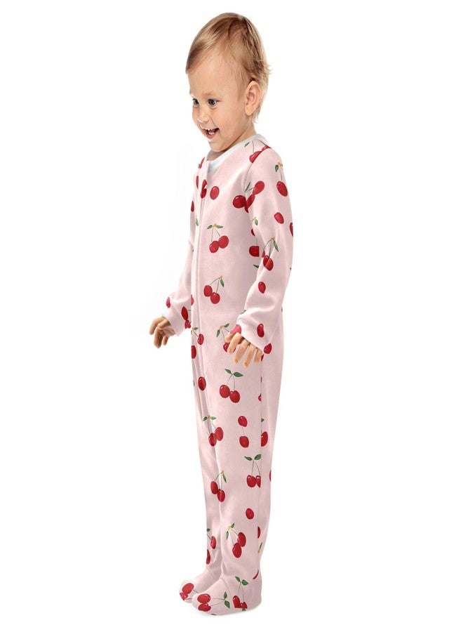 Dussdil Red Pink Cherry Pattern Baby One-Piece Footies Fresh Fruits Newborn Rompers Pajamas Cotton Footed Pjs for Sleep Play Boys Girls 3M - Image 4