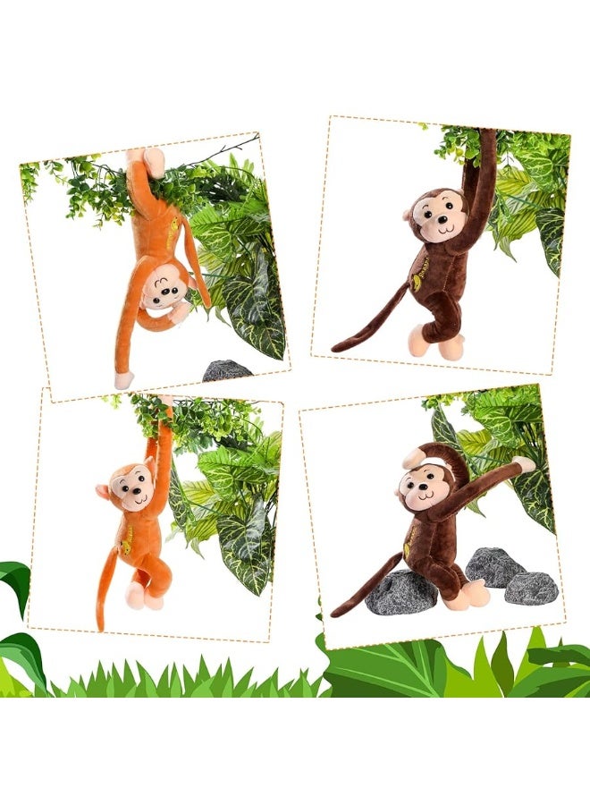 Aoriher 4-Pack 17.8" Hanging Stuffed Monkeys with Hook & Loop Fasteners - Plush Toy Gifts for Teens & Adults, Plush Stuffed Animal Toys Soft Monkey Doll Decoration (Brown, Khaki)  - Image 2