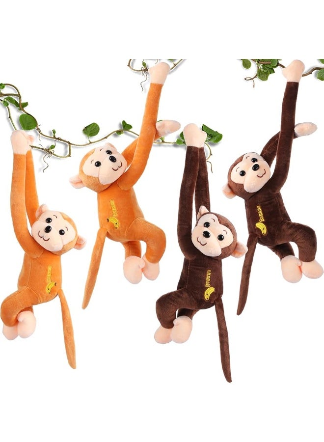 Aoriher 4-Pack 17.8" Hanging Stuffed Monkeys with Hook & Loop Fasteners - Plush Toy Gifts for Teens & Adults, Plush Stuffed Animal Toys Soft Monkey Doll Decoration (Brown, Khaki)  - Image 5