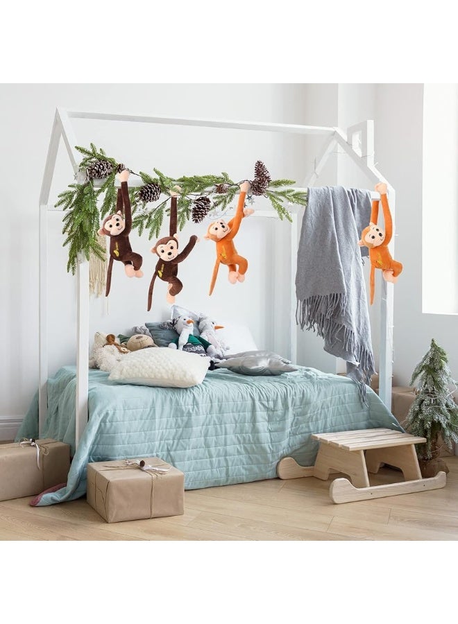 Aoriher 4-Pack 17.8" Hanging Stuffed Monkeys with Hook & Loop Fasteners - Plush Toy Gifts for Teens & Adults, Plush Stuffed Animal Toys Soft Monkey Doll Decoration (Brown, Khaki)  - Image 3