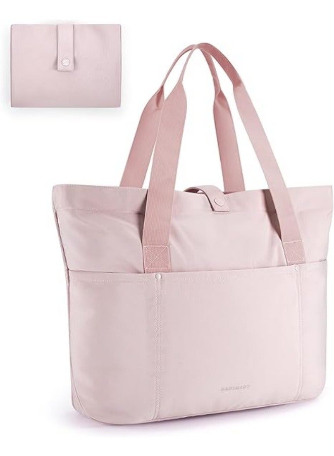 NIBEMINENT Tote Bag for Women, Foldable Tote Bag With Zipper Large Shoulder Bag Top Handle Handbag for Travel, Work - Image 1