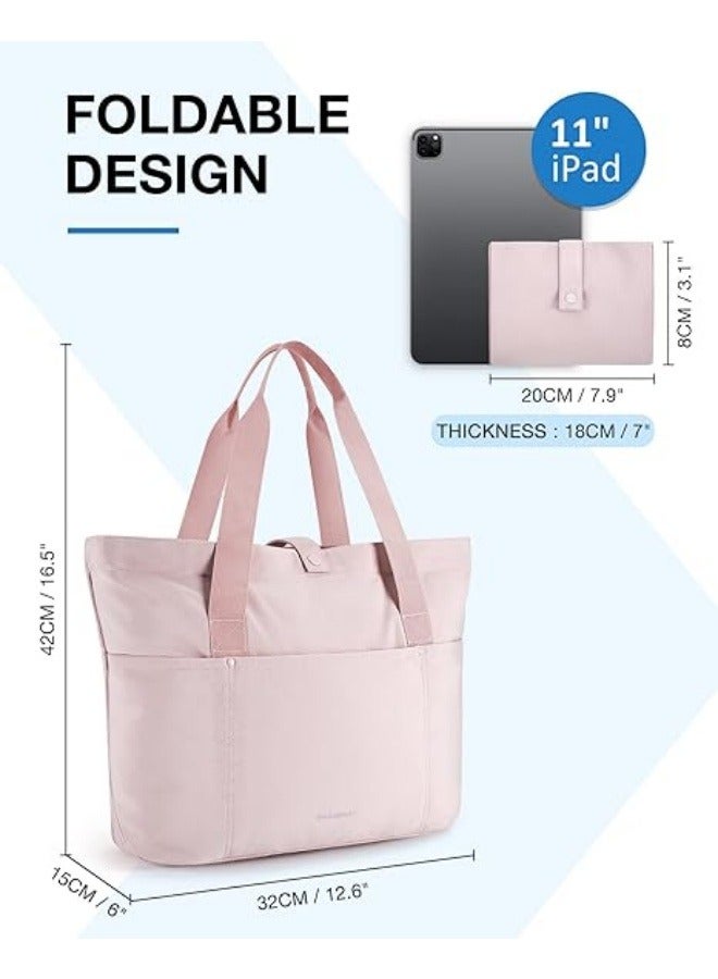 NIBEMINENT Tote Bag for Women, Foldable Tote Bag With Zipper Large Shoulder Bag Top Handle Handbag for Travel, Work - Image 2