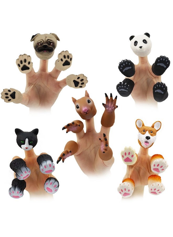 MIMIDOU Cute Animal Finger Puppets Toys 5 Set, Panda, Squirrel, Cat, Shiba Inu, Pug, Role-Telling Animal Puppets, An Excellent Gift For Kids. - Image 1