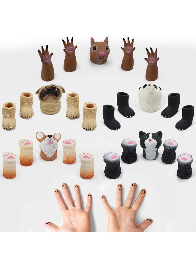 MIMIDOU Cute Animal Finger Puppets Toys 5 Set, Panda, Squirrel, Cat, Shiba Inu, Pug, Role-Telling Animal Puppets, An Excellent Gift For Kids. - Image 2