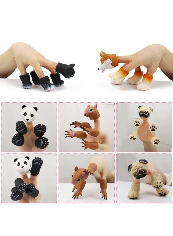 MIMIDOU Cute Animal Finger Puppets Toys 5 Set, Panda, Squirrel, Cat, Shiba Inu, Pug, Role-Telling Animal Puppets, An Excellent Gift For Kids. - Image 3