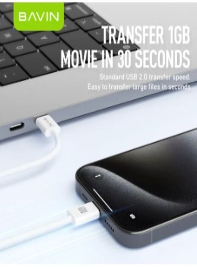 Bavin CB296   PD 30W Fast Charging Data Cable Nylon Braided Cable Wire USB C Type-C To Lightning Supports All Devices 2m Length - Image 3