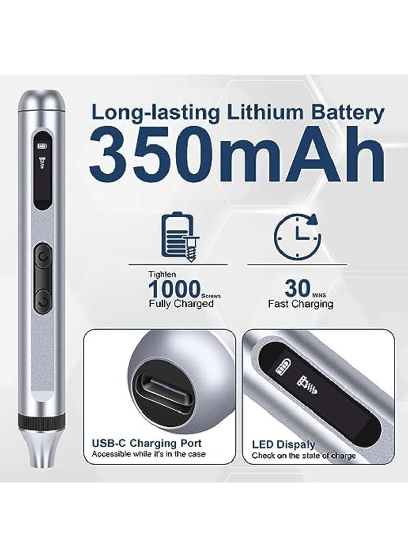 SYOSI 51-in-1 Mini Electric Precision Screwdriver Set, USB-C Rechargeable Portable Precision Cordless Repair Tool Set with 48 Magnetic Bits and LED Lights for Repair Tool for Laptop Phone PC Camera - Image 4