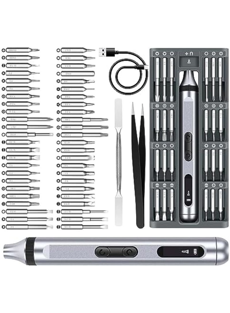 SYOSI 51-in-1 Mini Electric Precision Screwdriver Set, USB-C Rechargeable Portable Precision Cordless Repair Tool Set with 48 Magnetic Bits and LED Lights for Repair Tool for Laptop Phone PC Camera - Image 1