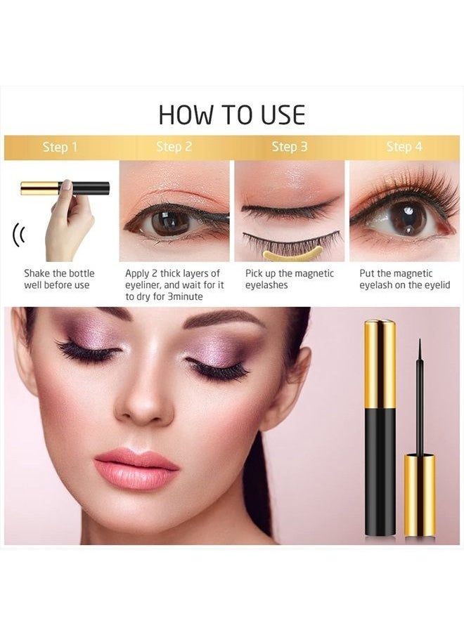 INSMART - Magnetic Eyelashes with Magnetic Eyeliner Kit -10 Pairs Upgraded 3D 5D Magnetic Eyelashes Kit with Tweezers & 2 Tubes of Magnetic Eyeliner, Reusable, No Glue (10 Pairs) - Image 1