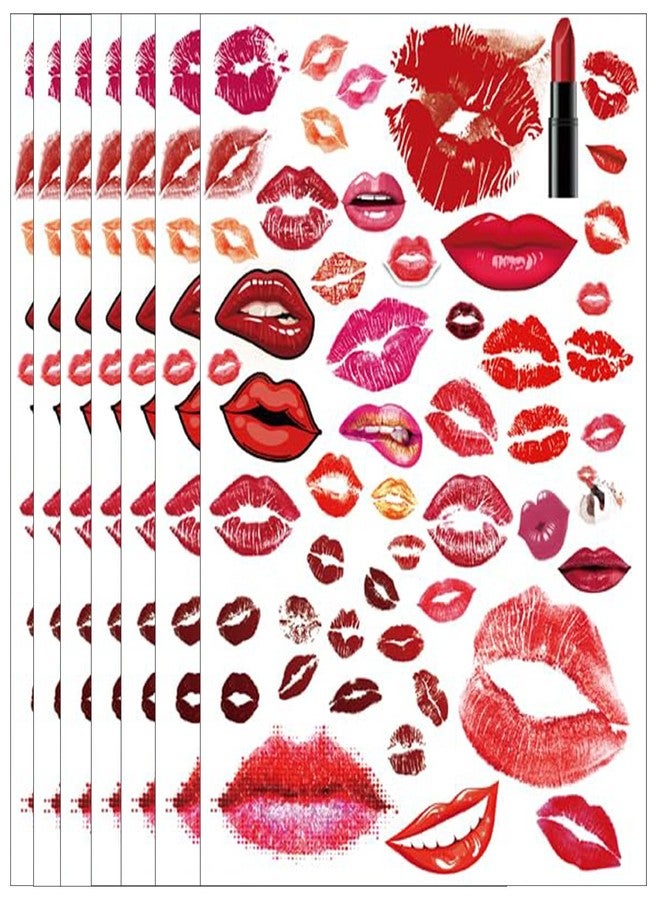 Lip Kiss Temporary Tattoos Valentines Party Favors Hot Pink Red Stickers for Kids Girls Women