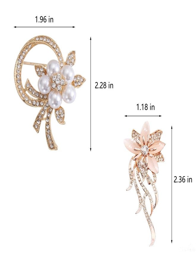 KGCGJVB 2Pcs Brooches for Women Elegant Gold Floral Brooch Pins Broches Para Ropa de Mujer Elegantes Broshe Deco Broches Rose Flower Broche Fashion Dress Clothes Womens Elegant Set - Image 2