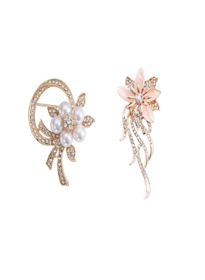 KGCGJVB 2Pcs Brooches for Women Elegant Gold Floral Brooch Pins Broches Para Ropa de Mujer Elegantes Broshe Deco Broches Rose Flower Broche Fashion Dress Clothes Womens Elegant Set - Image 1