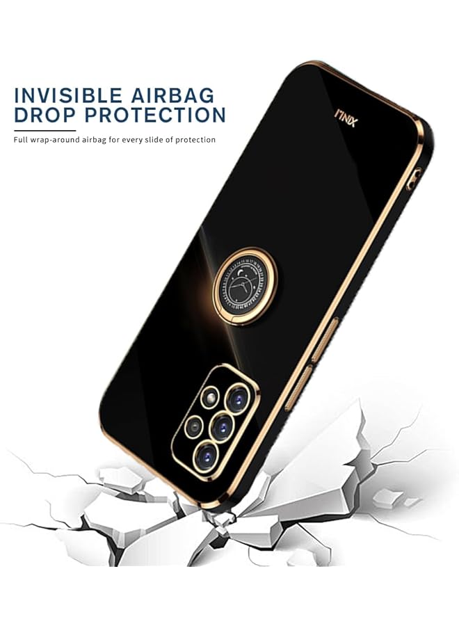 erorex Galaxy A73 Case Compatible With Samsung Galaxy A73 5G Case Cover Soft Tpu Plating Full Protection Slim Thin Shockproof Cover Ring Holder Standing Case Anti Scratch Black - Image 2