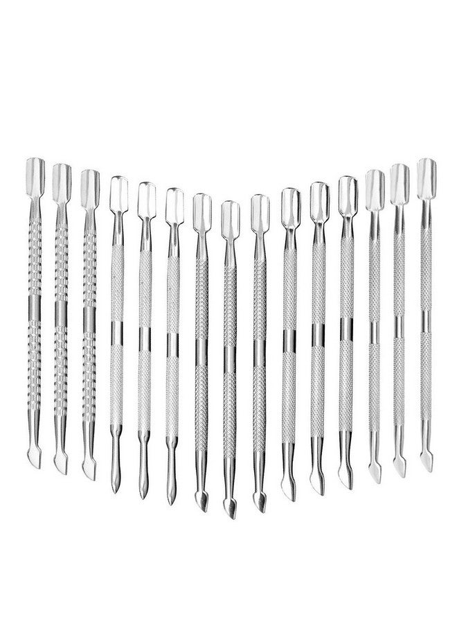 CREATIEE-PRO 15Pcs Cuticle Pusher Remover And Cutter Creatiee Double Ended Stainless Steel Cuticle Cleaner Nail Gel Polish Removal Manicure Pedicure Nail Tools For Fingernails Toenails Professional & Durable - Image 1