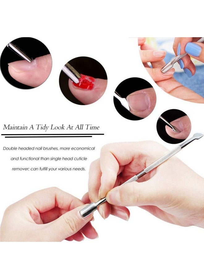 CREATIEE-PRO 15Pcs Cuticle Pusher Remover And Cutter Creatiee Double Ended Stainless Steel Cuticle Cleaner Nail Gel Polish Removal Manicure Pedicure Nail Tools For Fingernails Toenails Professional & Durable - Image 2