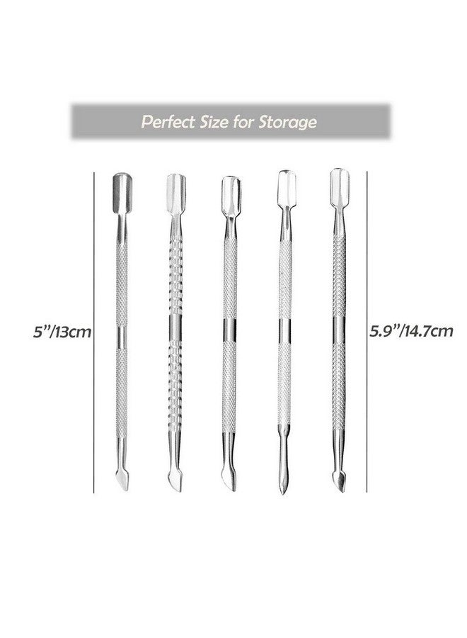 CREATIEE-PRO 15Pcs Cuticle Pusher Remover And Cutter Creatiee Double Ended Stainless Steel Cuticle Cleaner Nail Gel Polish Removal Manicure Pedicure Nail Tools For Fingernails Toenails Professional & Durable - Image 3