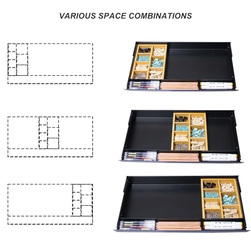 Gaxomo Large Under Desk Mounted Sliding Drawer with Bamboo Tray and 60 Degree Tilt Panel to Pull Out, 22'' Long & 13'' deep Large Storage Organizer for Sit Stand Workstation - Image 4