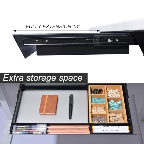 Gaxomo Large Under Desk Mounted Sliding Drawer with Bamboo Tray and 60 Degree Tilt Panel to Pull Out, 22'' Long & 13'' deep Large Storage Organizer for Sit Stand Workstation - Image 3