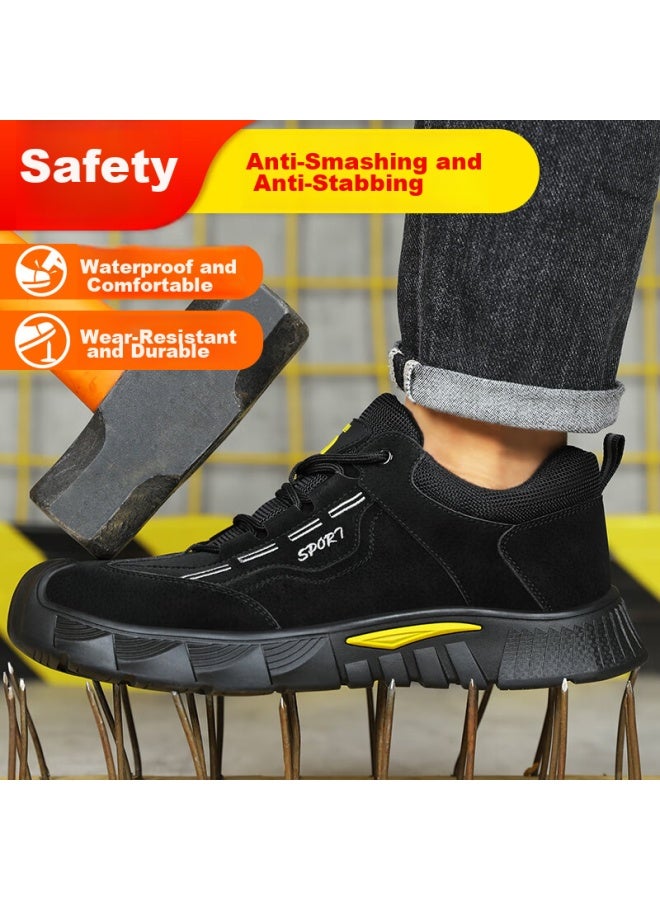 JUNBU Safety Shoes For Men With Steel Toe Cap, Anti-Smashing, Anti-Puncture, Wear-Resistant, Comfortable, Durable Work Safety Functional Shoes 0266Bk Size 44 - Image 4