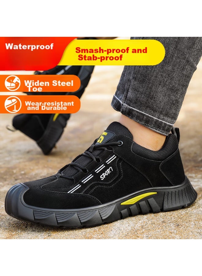JUNBU Safety Shoes For Men With Steel Toe Cap, Anti-Smashing, Anti-Puncture, Wear-Resistant, Comfortable, Durable Work Safety Functional Shoes 0266Bk Size 44 - Image 5