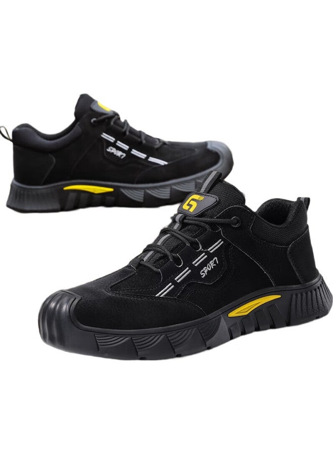 JUNBU Safety Shoes For Men With Steel Toe Cap, Anti-Smashing, Anti-Puncture, Wear-Resistant, Comfortable, Durable Work Safety Functional Shoes 0266Bk Size 44 - Image 2