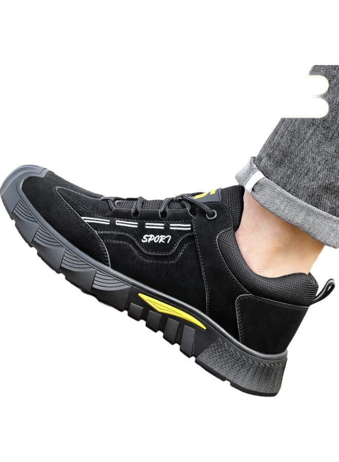 JUNBU Safety Shoes For Men With Steel Toe Cap, Anti-Smashing, Anti-Puncture, Wear-Resistant, Comfortable, Durable Work Safety Functional Shoes 0266Bk Size 44 - Image 1