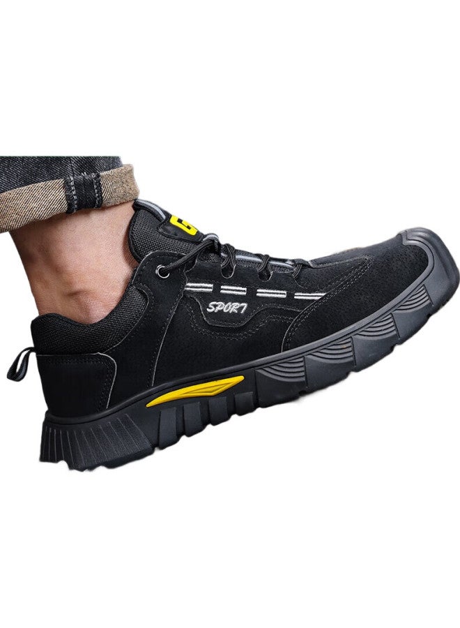 JUNBU Safety Shoes For Men With Steel Toe Cap, Anti-Smashing, Anti-Puncture, Wear-Resistant, Comfortable, Durable Work Safety Functional Shoes 0266Bk Size 44 - Image 3