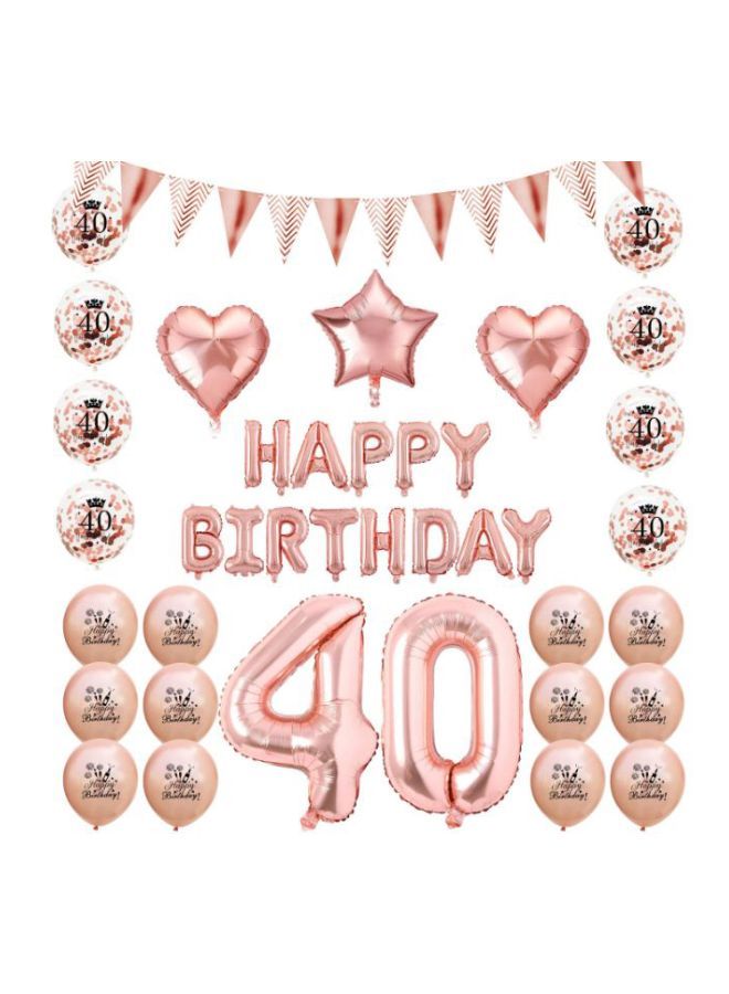 Loquat 27-Piece 40th Birthday Party Decorative Printed Balloons Set - Image 1