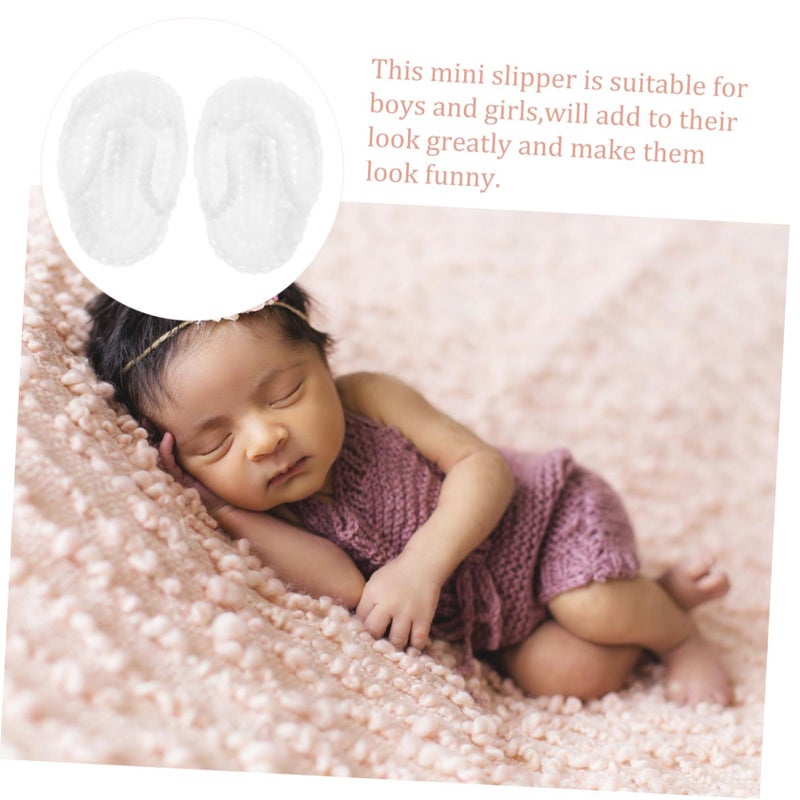 Crochet Baby Slippers For Newborn Photography Props White Cute Gift - Image 3