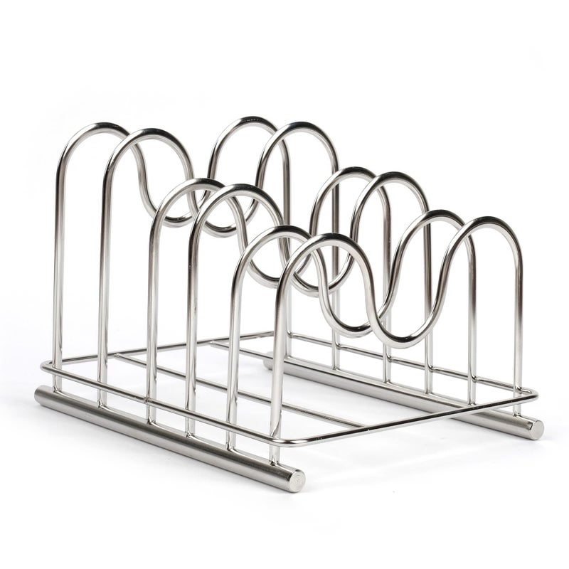 LENITH 304 Stainless Steel Wire Cutting Board Holder Cutting Board Rack Organizer Kitchen with 5 Sectional