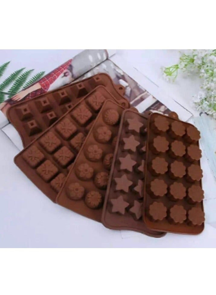 2 psc Silicone Chocolate Mold Set (2 Pieces) - Non-Stick Silicone Chocolate Mold for Kitchen, Candy, Cookie, Pudding, Ice Cube. Premium Chocolate Molds for Cake Decorating and Baking, Non-Stick Molds for Making Chocolate, Maamoul, Ice (2 Pieces Randomly Assorted Shapes) - Image 1