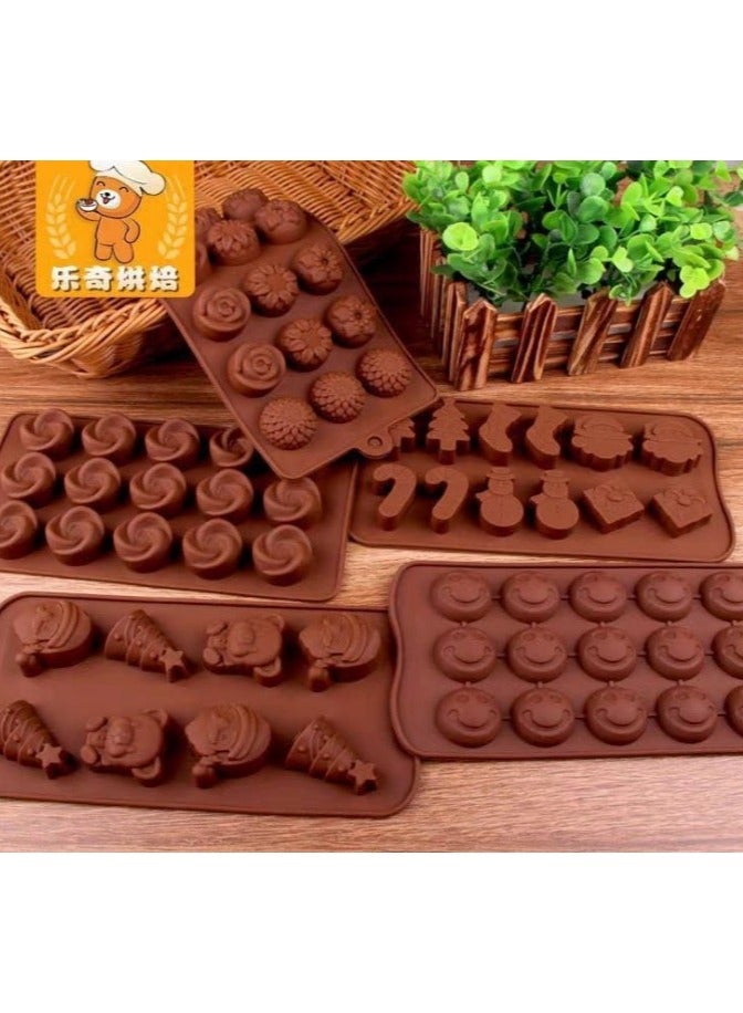 2 psc Silicone Chocolate Mold Set (2 Pieces) - Non-Stick Silicone Chocolate Mold for Kitchen, Candy, Cookie, Pudding, Ice Cube. Premium Chocolate Molds for Cake Decorating and Baking, Non-Stick Molds for Making Chocolate, Maamoul, Ice (2 Pieces Randomly Assorted Shapes) - Image 2