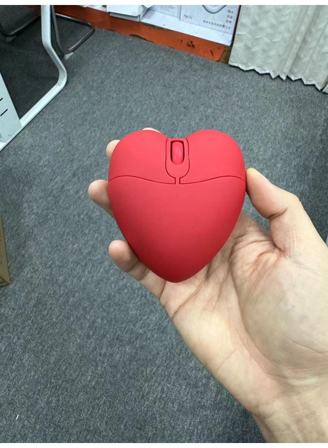 Cute Large Wireless 2.4g Bluetooth Dual-mode TYPE-C-port Charging Love Mouse Funny Cute Student Mouse-Specifications:Large Wireless 2.4g + Bluetooth Dual-mode Red Love Mouse (TYPR-C-port Charging Version) - Image 1