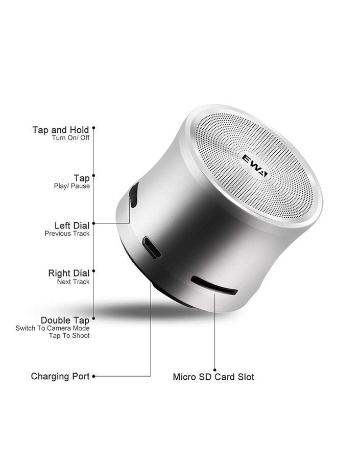 NIBEMINENT Mini Wireless Bluetooth Bass Speaker Silver - Image 4